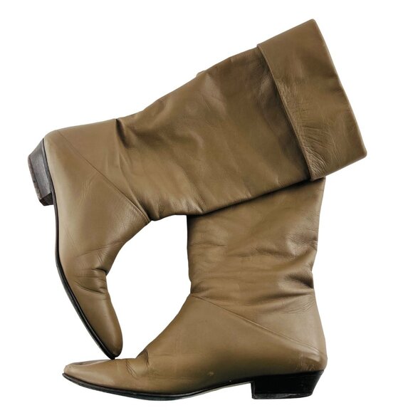 Eclisse Women's Taupe Tan Leather Pull On Boots size 7.5 N Made in Italy - Picture 2 of 8